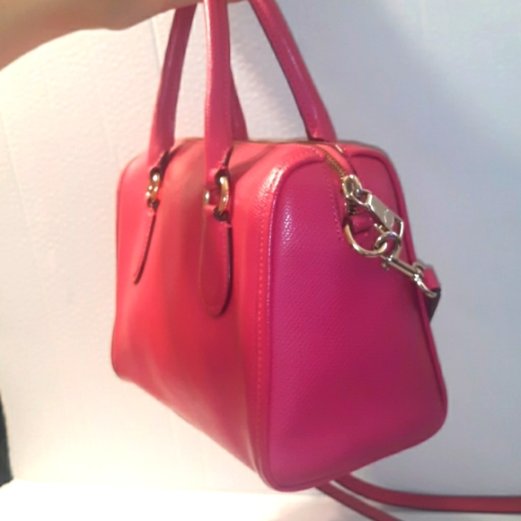 ☆Gorgeous ☆Brand New COACH Ruby Pink Leather Mini Bennett Satchel X-Body - Picture 10 of 16